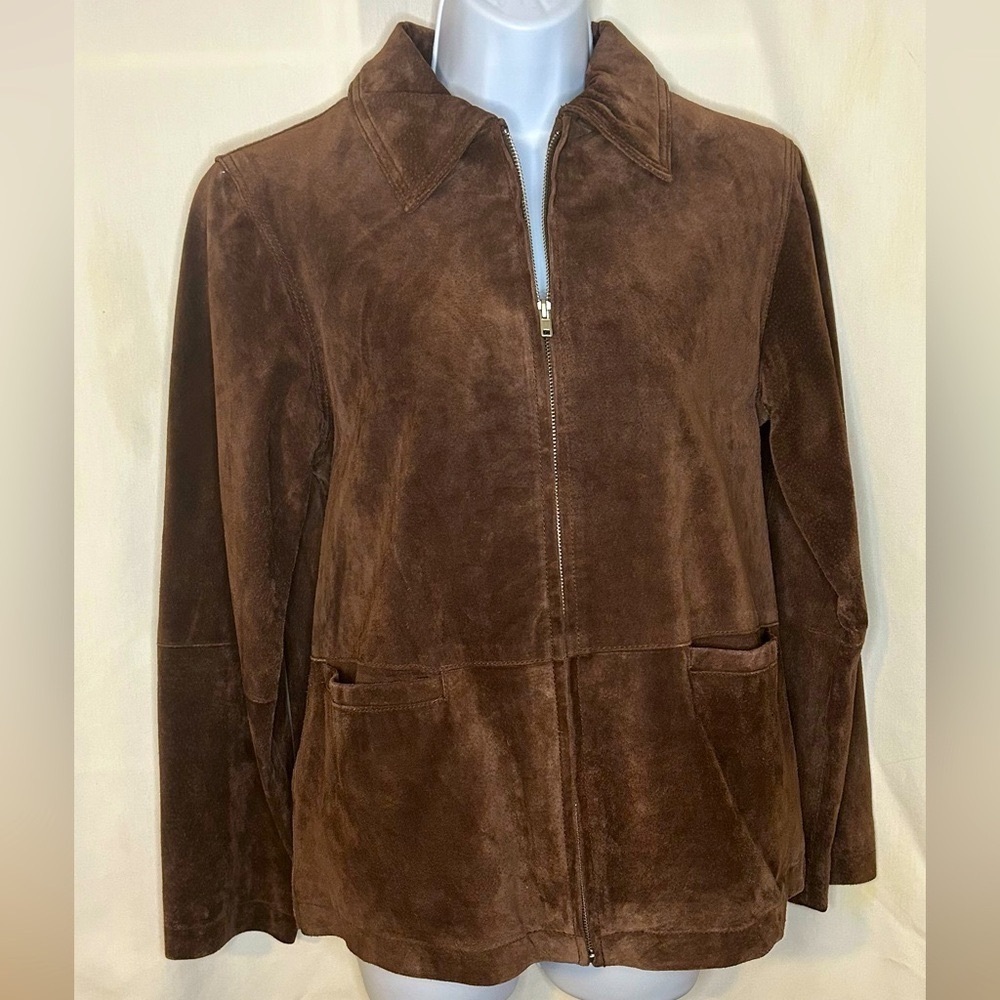 IMPRESSIONS BY REM GARSON VINTAGE WM BRN SUEDE JACKET XS BEADED DESIGN NEVERWORN - Picture 2 of 6